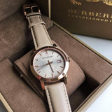 Burberry The City Beige Dial Brown Leather Strap Watch for Women - BU9014