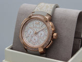 Michael Kors Sidney Chronograph White Dial Beige Leather Strap Watch For Women - MK6949