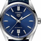 Tag Heuer Carrera Date Blue Dial Blue Leather Strap Watch for Men - WBN2112.FC6504