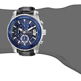 Guess Pinnacle Chronograph Quartz Blue Dial Black Leather Strap Watch For Men - W0673G4