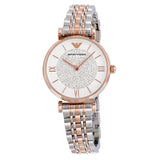 Emporio Armani Gianni T Bar White Dial Two Tone Steel Strap Watch For Women - AR1926