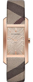 Burberry The Pioneer Rose Gold Dial Haymarket Brown Leather Strap Watch for Women - BU9408