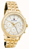 Tommy Hilfiger Ari Multifunction Diamonds Silver Dial Gold Steel Strap Watch for Women - 1781977