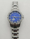 Bulova Crystal Collection Blue Mother of Pearl Dial Silver Steel Strap Watch for Women - 96L238