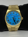 Michael Kors Channing Turquoise Dial Gold Steel Strap Watch For Women - MK5894