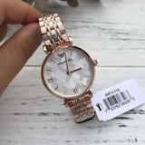 Emporio Armani Mother of Pearl Dial Rose Gold Steel Strap Watch For Women - AR11110