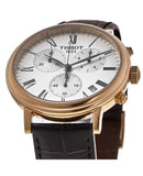 Tissot Carson Premium Chronograph White Dial Brown Leather Strap Watch For Men - T122.417.36.033.00