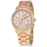 Michael Kors Ritz Chronograph Rose Dial Two Tone Steel Strap Watch for Women - MK6475