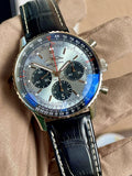 Breitling Navitimer B01 Chronograph 43 Blue Dial Black Leather Strap Watch for Men - AB0138241C1P1