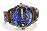 Diesel Mini Daddy Analog Blue Dial Brown Leather Strap Watch For Men - DZ7339