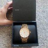 Marc Jacobs Baker White Dial Rose Gold Steel Strap Watch for Women - MBM3244