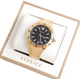 Versace Hellenyium Quartz Black Dial Gold Steel Strap Watch For Men - VE3A00820