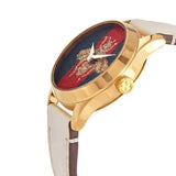 Gucci G Timeless Quartz Red & Green Dial Beige Leather Strap Watch For Women - YA1265009