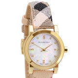 Burberry The City Diamonds Mother of Pearl Dial Brown Leather Strap Watch for Women - BU9226