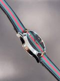 Gucci G Timeless Quartz Black Dial Multicolored Black Leather Strap Watch For Men - YA12640799