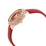 Michael Kors Camille Three Hand Crystals Rose Gold Dial Red Leather Strap Watch For Women - MK4701