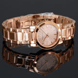 Burberry The City Nude Dial Rose Gold Steel Strap Watch for Women - BU9228