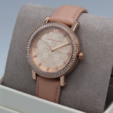 Michael Kors Corey Analog Rose Gold Dial Pink Leather Strap Watch For Women - MK2987