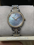 Michael Kors Cinthia Mother of Pearl Grey Dial Two Tone Steel Strap Watch for Women - MK3642