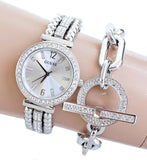 Guess Gala Diamonds Silver Dial Silver Steel Strap Watch for Women - GW0401L1