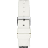 Guess Swirl Quartz Silver Dial White Silicone Strap Watch for Women - W1096L1