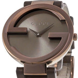 Gucci Interlocking Brown Dial Brown Leather Strap Watch For Women - YA133309