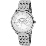 Fossil Tailor Silver Dial Silver Steel Strap Watch for Women - ES3712