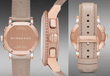 Burberry Chronograph Rose Gold Dial Beige Leather Strap Watch for Women - BU9704