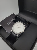 Movado Museum Quartz Silver Dial Black Leather Strap Watch For Men - 2100001