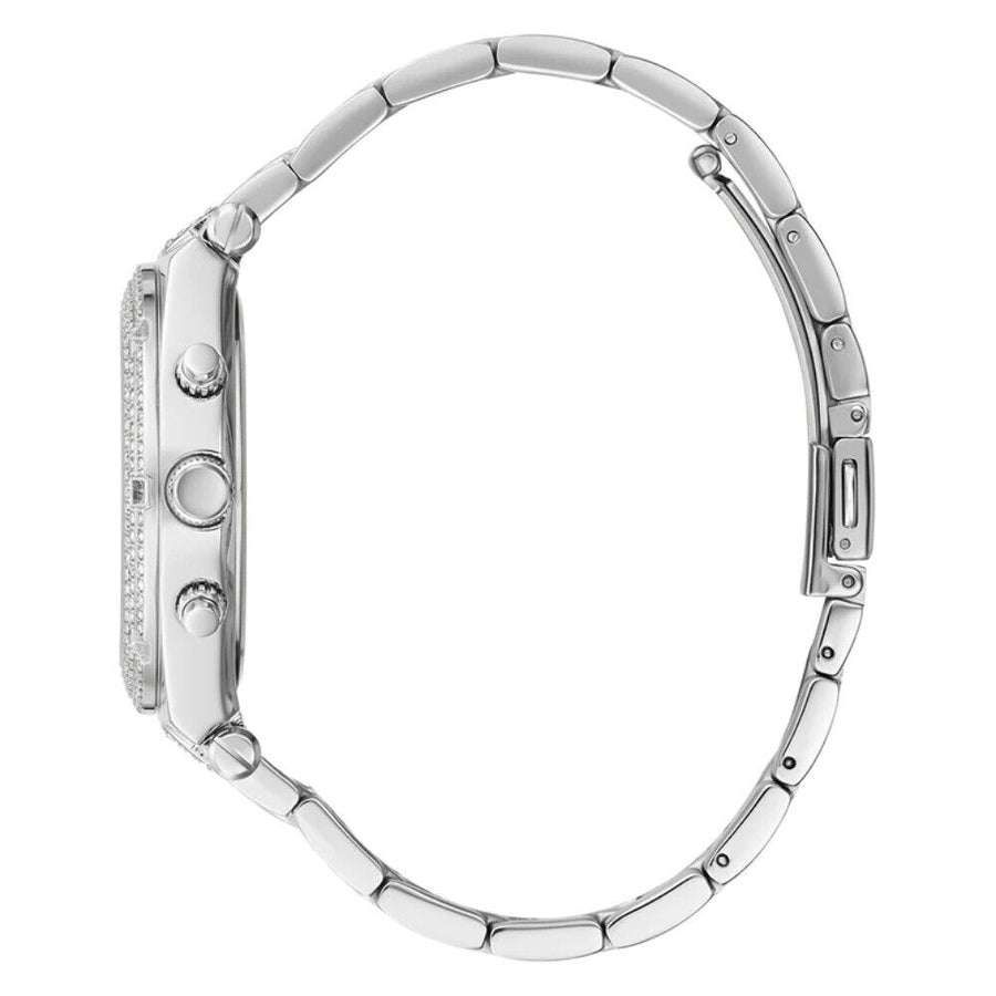 Guess Heiress Multifunction Diamonds Silver Dial Silver Steel Strap Watch for Women - GW0440L1