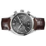 Tag Heuer Carrera Chronograph Grey Dial Brown Leather Strap Watch for Men - CBN2012.FC6483