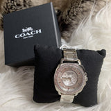 Coach Mini Boyfriend Diamonds Silver Dial Silver Steel Strap Watch for Women - 14501699