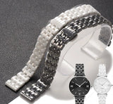 Emporio Armani Giannti T Bar Quartz Mother of Pearl Dial White Steel Strap Watch For Women - AR1485