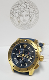 Versace Casual Chronograph Blue Dial Blue Leather Strap Watch for Men - VERG004-18