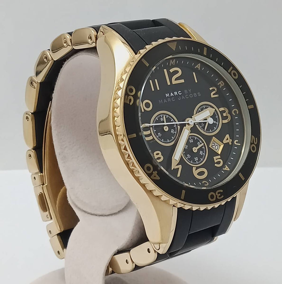 Marc Jacobs Rock Chronograph Black Dial Black Silicone Strap Watch for Women - MBM2552