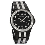 Bulova Crystal Collection Black Dial Two Tone Steel Strap Watch for Men - 98K101