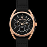 Maserati Trimarano Chronograph Black Dial Leather Strap Watch For Men - R8871632002