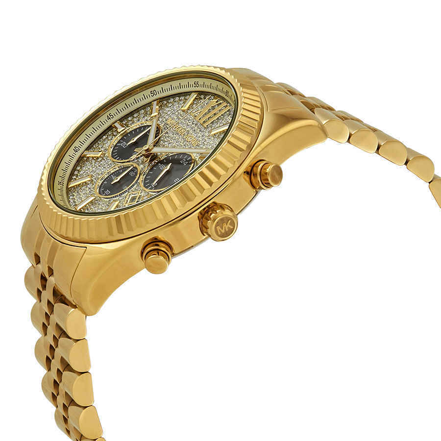 Michael Kors Lexington Crystals Gold Dial Gold Steel Strap Watch for Men - MK8494