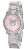 Gucci G Timeless Quartz Mother of Pearl Pink Dial Silver Steel Strap Watch For Women - YA1265013