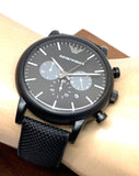 Emporio Armani Luigi Analog Black Dial Black Leather Strap Watch For Men - AR11450