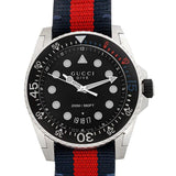 Gucci Dive Black Dial Red & Blue Nylon Strap Watch For Men - YA136210