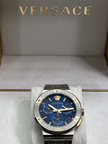 Versace Greca Quartz Blue Dial Silver Steel Strap Watch For Men - VEZ900221