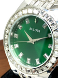 Bulova Phantom Classic Baguette Green Dial Silver Steel Strap Watch for Men - 96A253