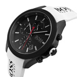 Hugo Boss Velocity Black Dial White Rubber Strap Watch for Men - 1513718