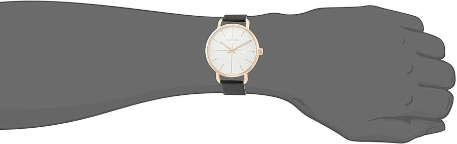 Calvin Klein Even White Dial Black Leather Strap Watch for Women - K7B216C6
