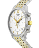 Tissot T Classic Tradition Chronograph White Dial Two Tone Mesh Bracelet Watch For Men - T063.617.22.037.00