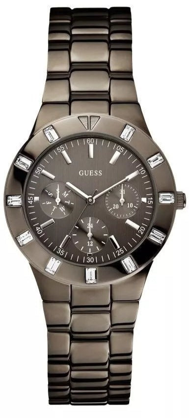 Guess XS Multifunction Quartz Brown Dial Brown Steel Strap Watch For Women - W0027L1
