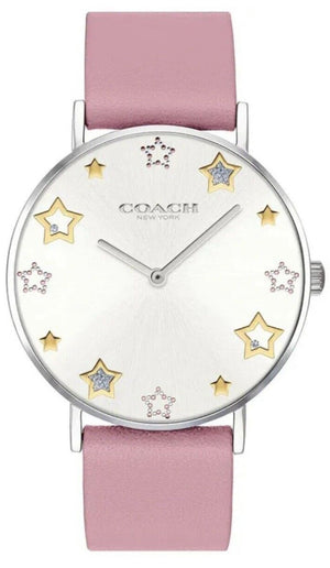 Coach Perry Mother of Pearl White Dial Pink Leather Strap Watch for Women - 14503243