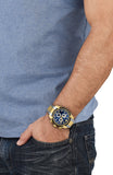 Versace V-Ray Chronograph Quartz Blue Dial Two Tone Steel Strap Watch For Men - VE2I01021