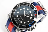 Gucci Dive Black Dial Red & Blue Nylon Strap Watch For Men - YA136210